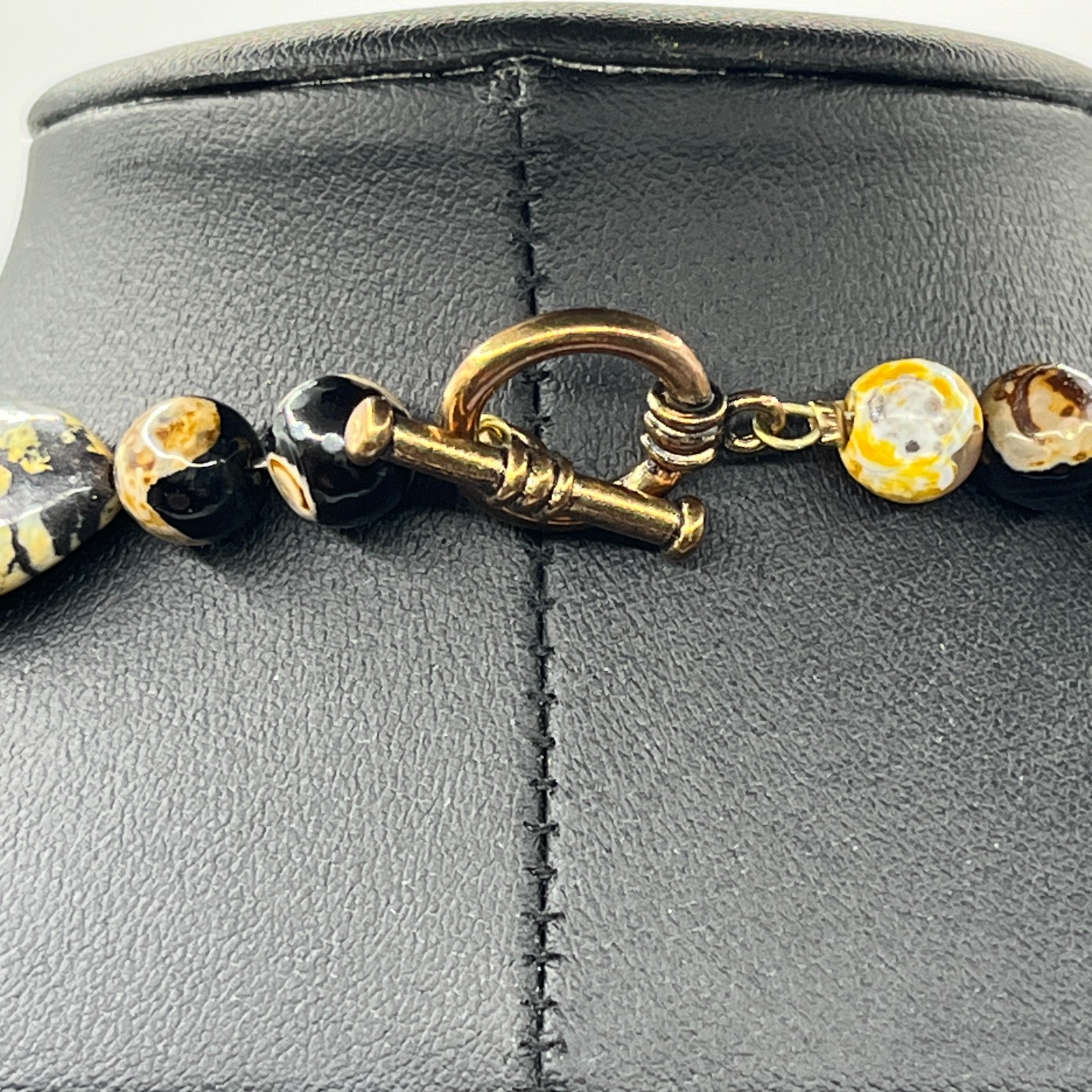VTG Necklace Bumblebee Jasper and Other Jasper Stones Yellow Orange Toggle Clasp