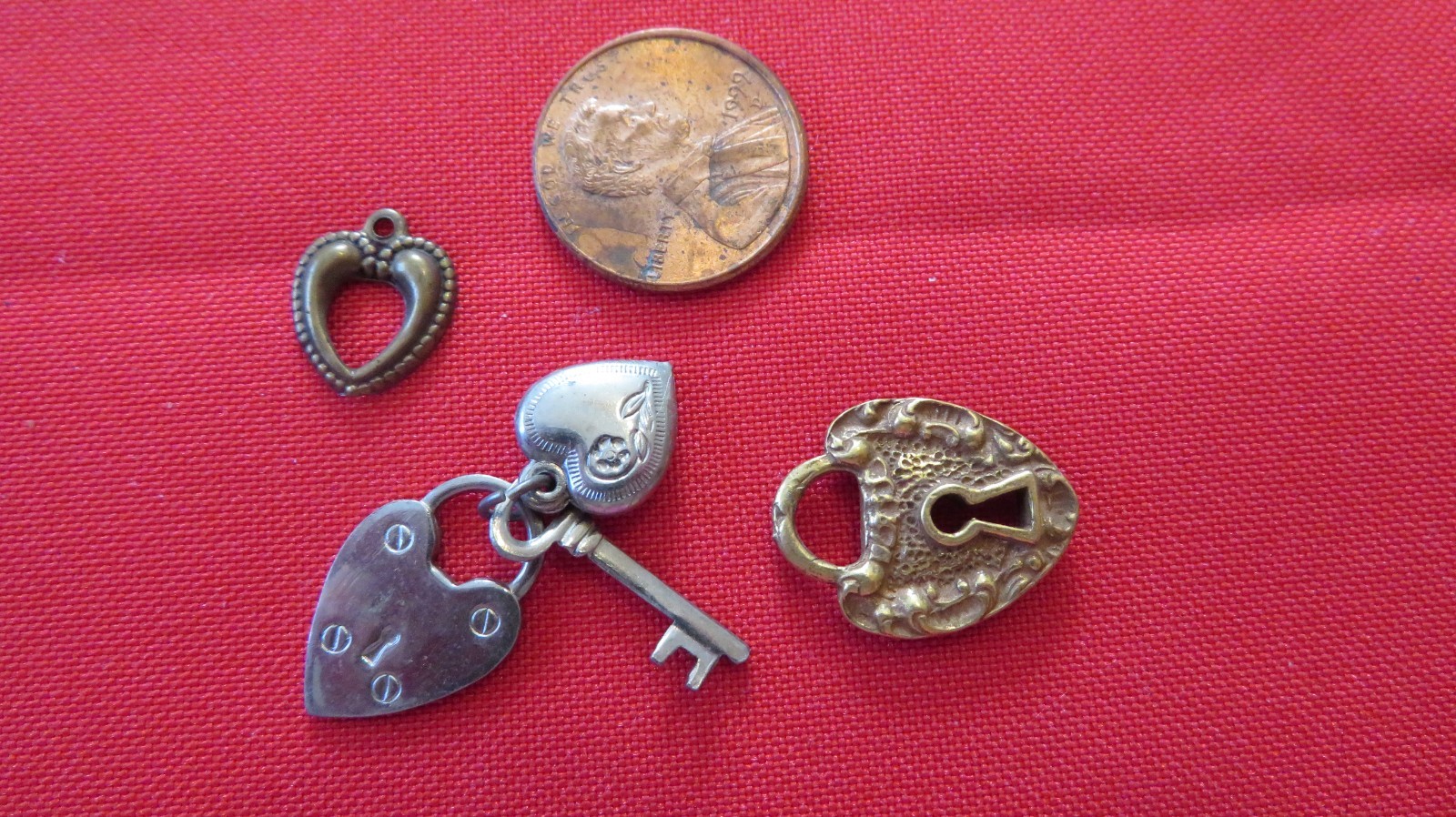 3 Assorted Vintage small heart charms