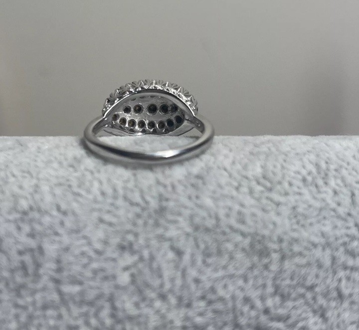 18k White gold HGE Heavy Gold Electroplated Cz Rhinestone Ring Vintage Size 7