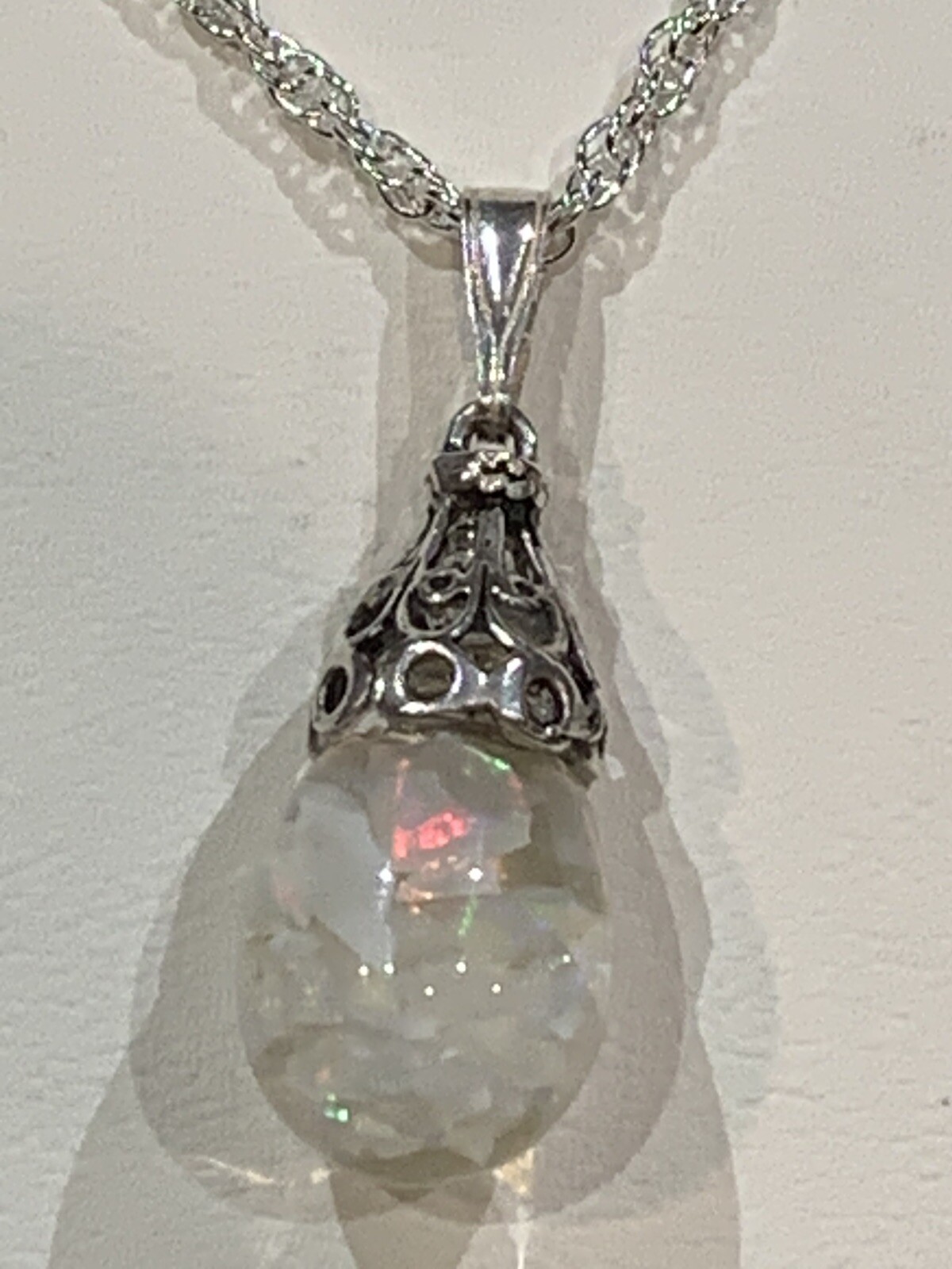 HOLIDAY SALE* ANTIQUE COLOSSAL 21MM FLOATING OPAL NECKLACE STYLE#1A-Sterling
