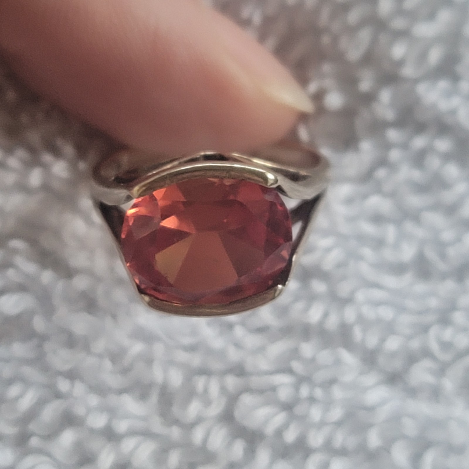 Vintage Mid-Century 14K Vivid Reddish-Orange Sapphire, Approx. 6.00 Carats