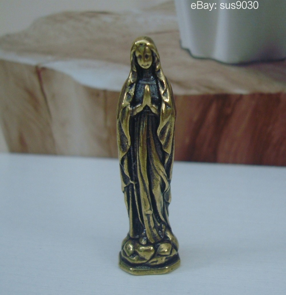 Solid Brass Virgin Mary Woman Figurine Statue Pendant