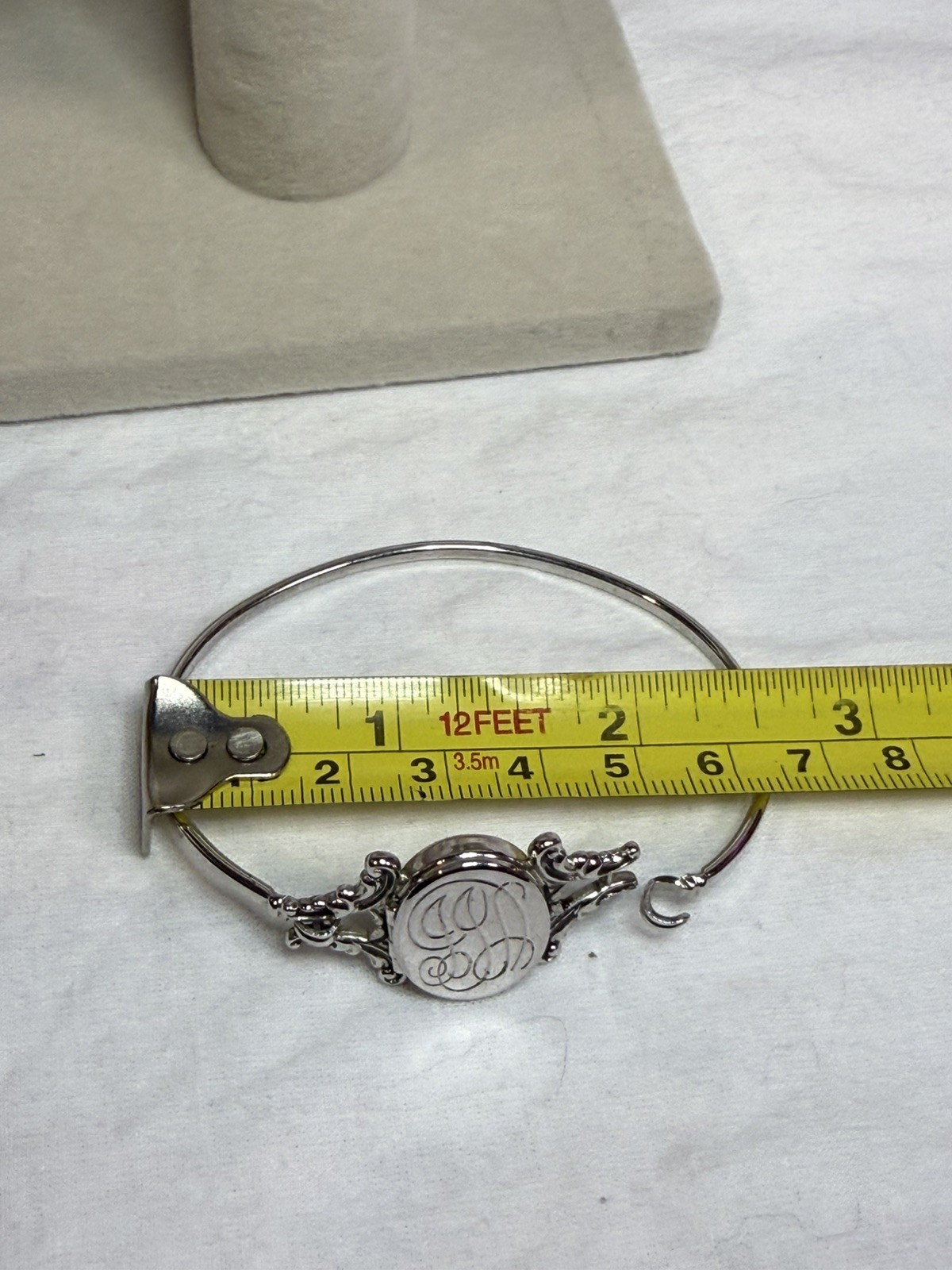 Vintage Avon 1970s Monogram Silvertone Locket Bracelet