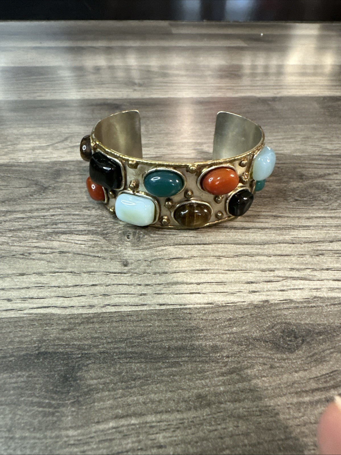 Vintage Multi Stone Cuff Bracelet ! Gorgeous!