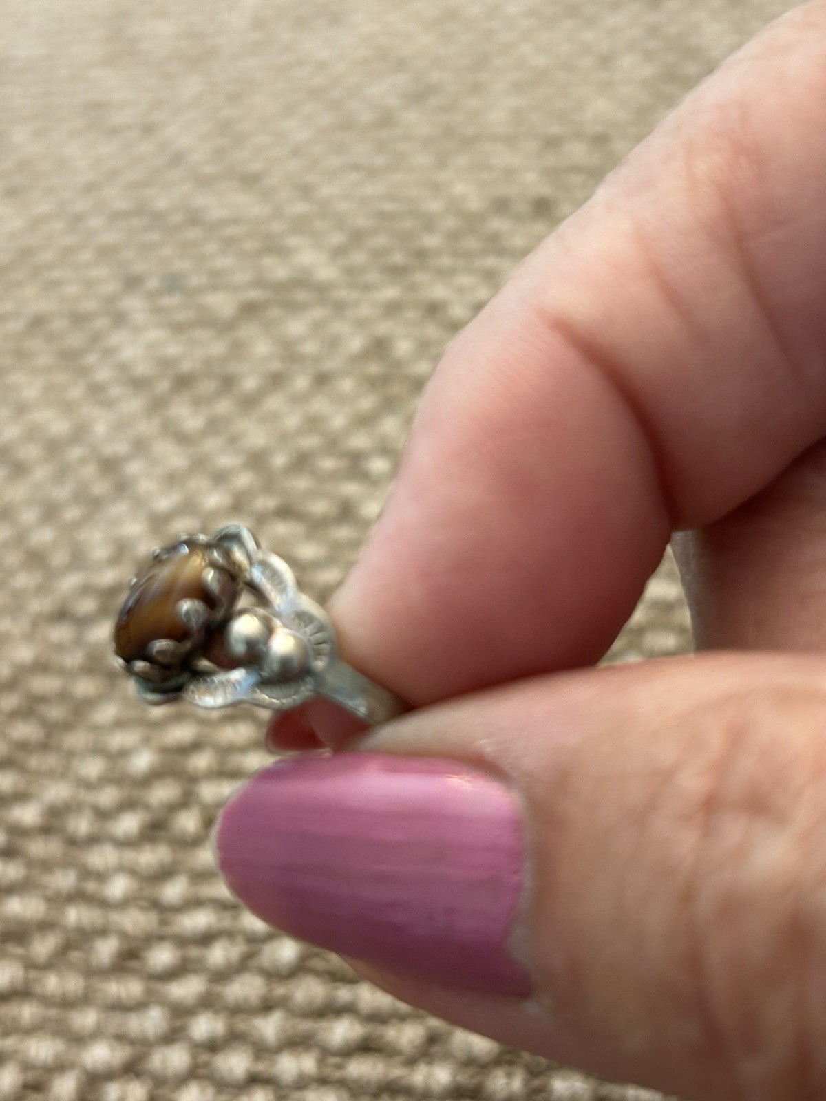 Tiger Eye Gemstone Ring Sterling Silver Ring~Designer Sz 6 Jewelry-Gift For Her