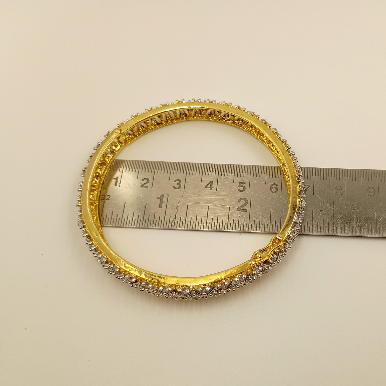 Traditional Indian Bangle Set 22K Gold Plated White CZ Bridal Wedding Jewelry