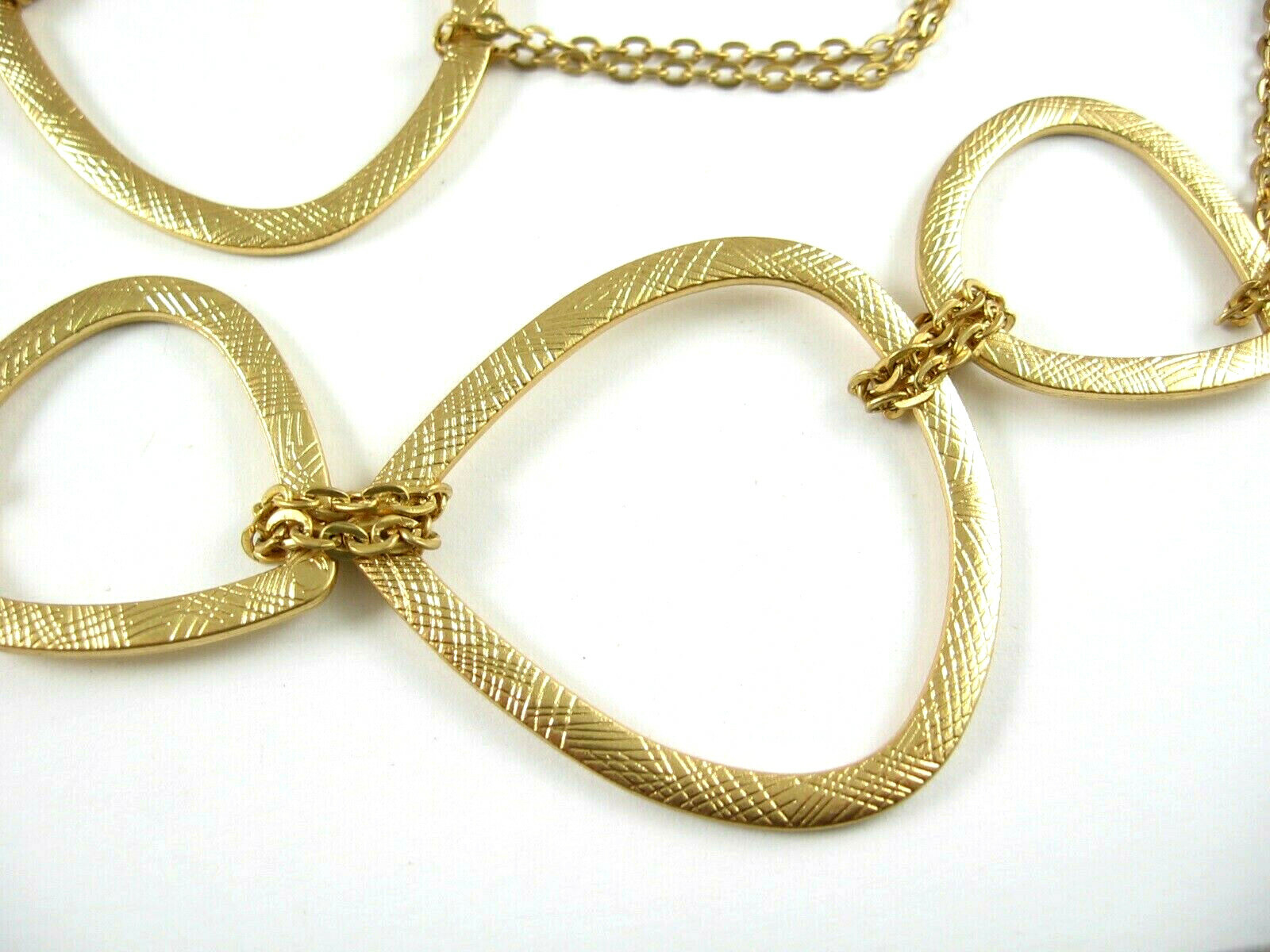 A.N.A Vintage NECKLACE Rounded Triangles Goldtone Designer Signed Tags Ana 36″