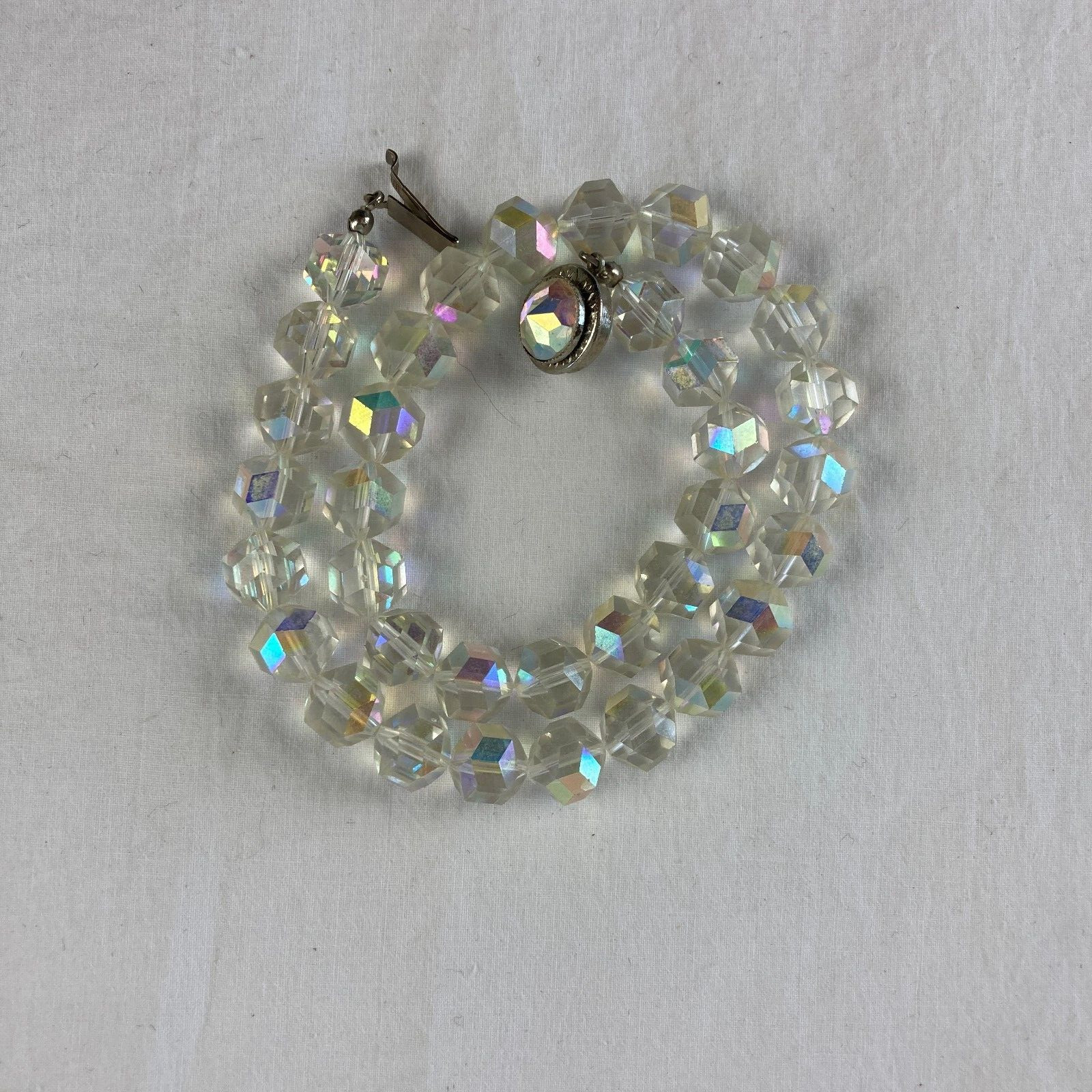 Aurora Borealis Choker Necklace Marked Austria Madsin Gorgeous Clasp Wedding
