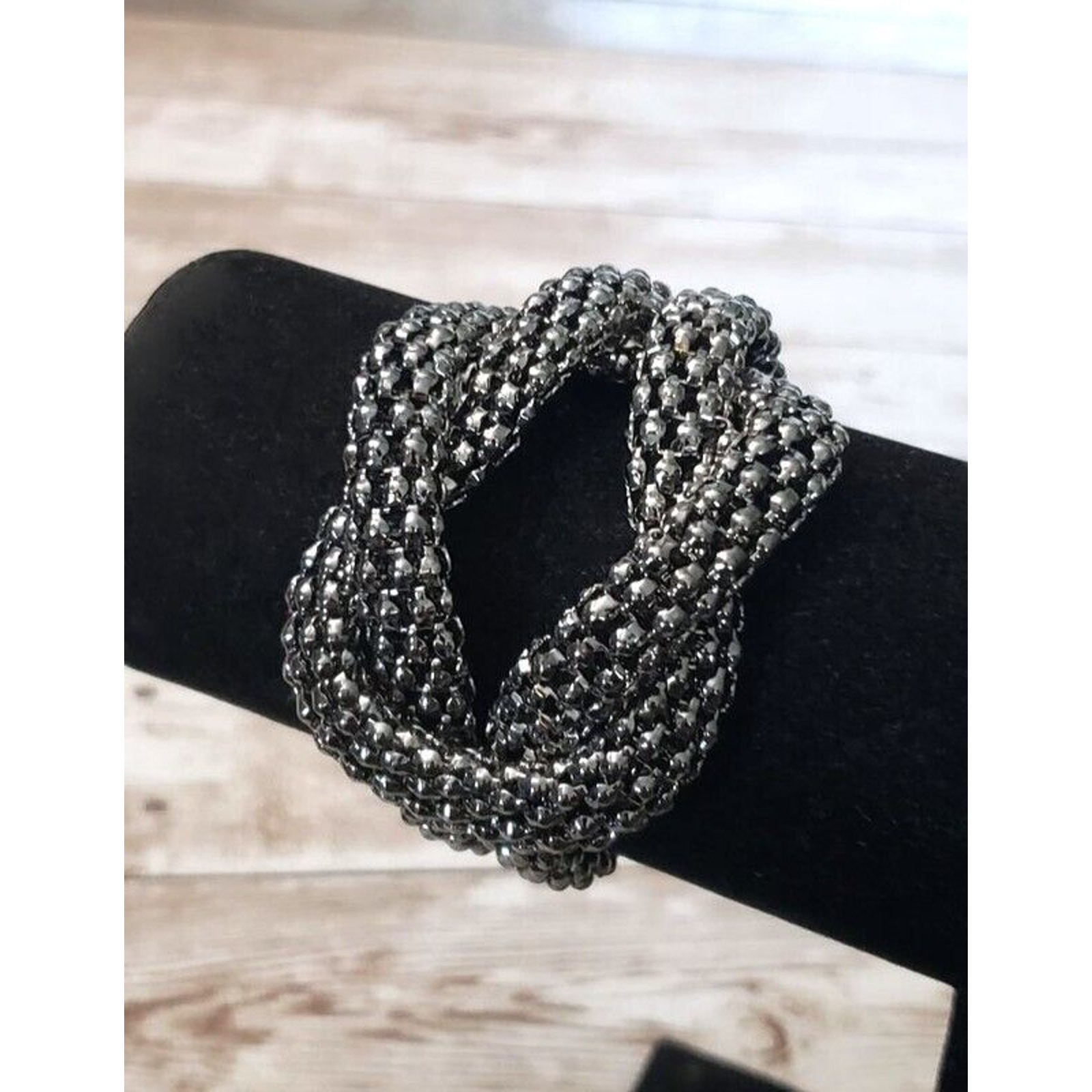 Vintage Bracelet / Bangle Dark Grey Knot Design Statement Chunky Bracelet