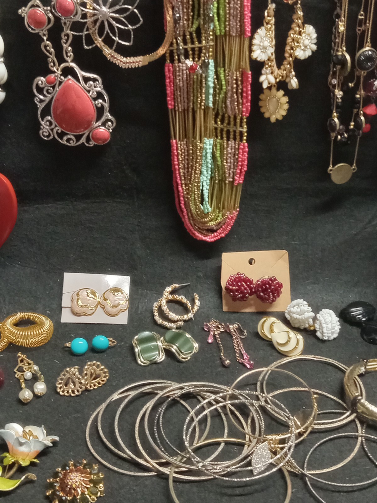 Vintage 2 Modern Costume Jewlery Lot Necklaces Earrings Bracelets Pins And More