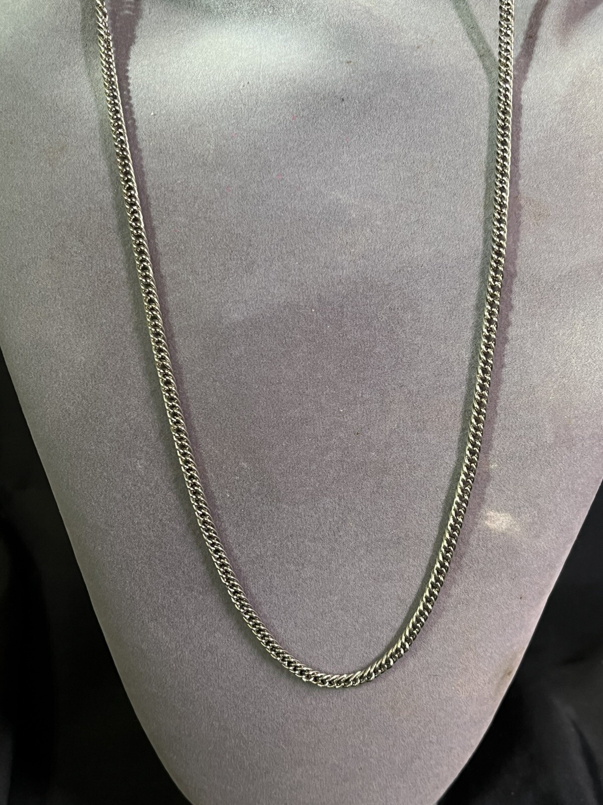 VINTAGE 24” MENS STAINLESS STEEL CHAIN NECKLACE 4MM SILVER TONE