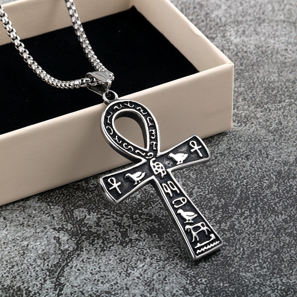 Stainless steel pendant cross necklace with street style design