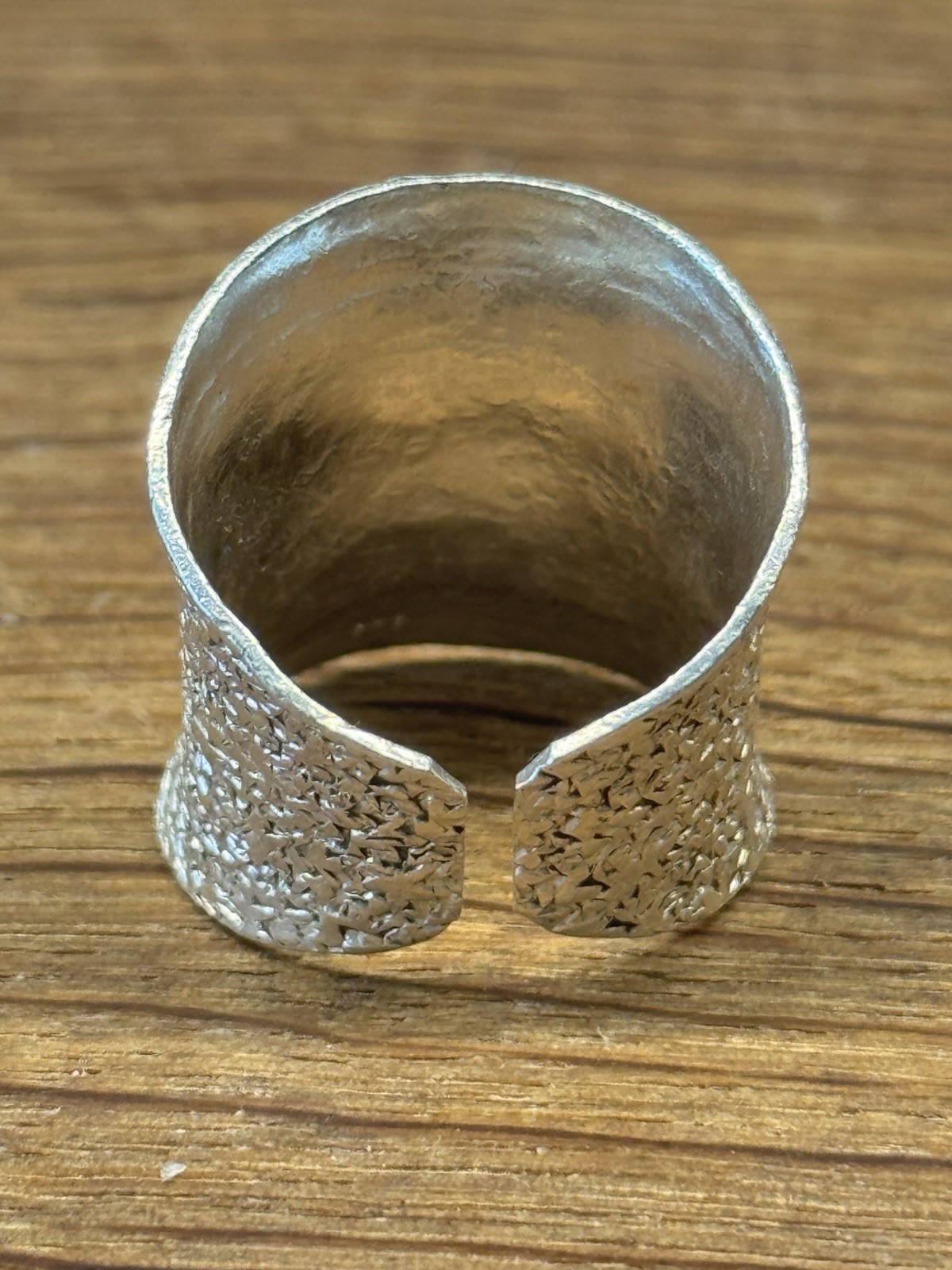 Artisan ring wide sterling silver 925 hand-crafted