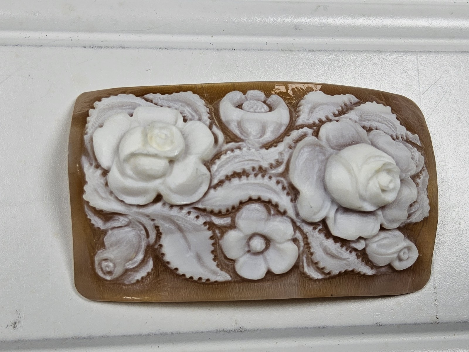 Vintage Carved Shell Roses Cameo