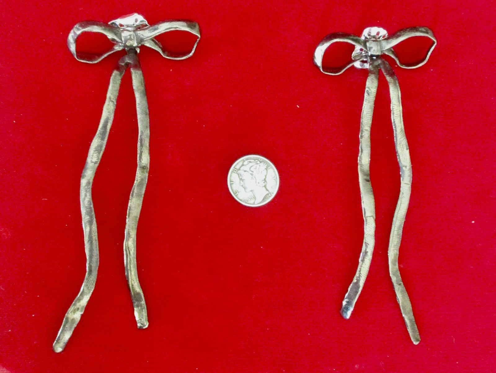 Pair of 4-Inch Unique Runway Gunmetal Earrings from France
