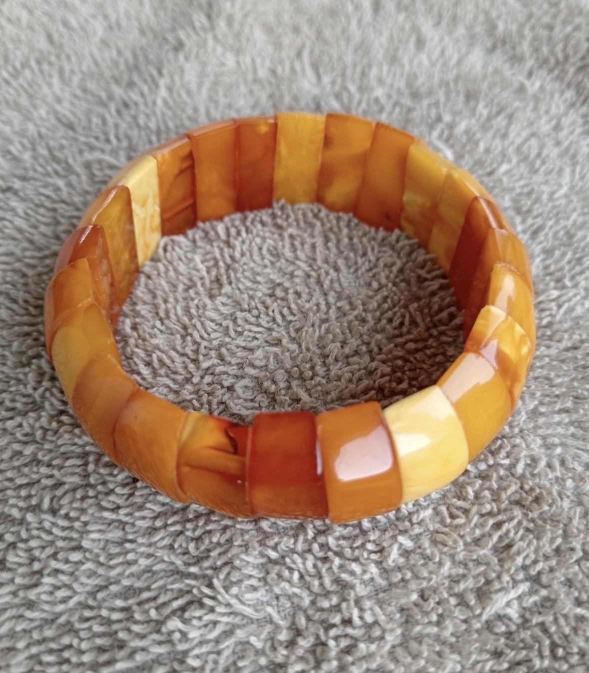 老琥珀 NATURAL BALTIC OLD AMBER EGG BUTTERSCOTCH YOLK Bracelet Vintage 24 GR