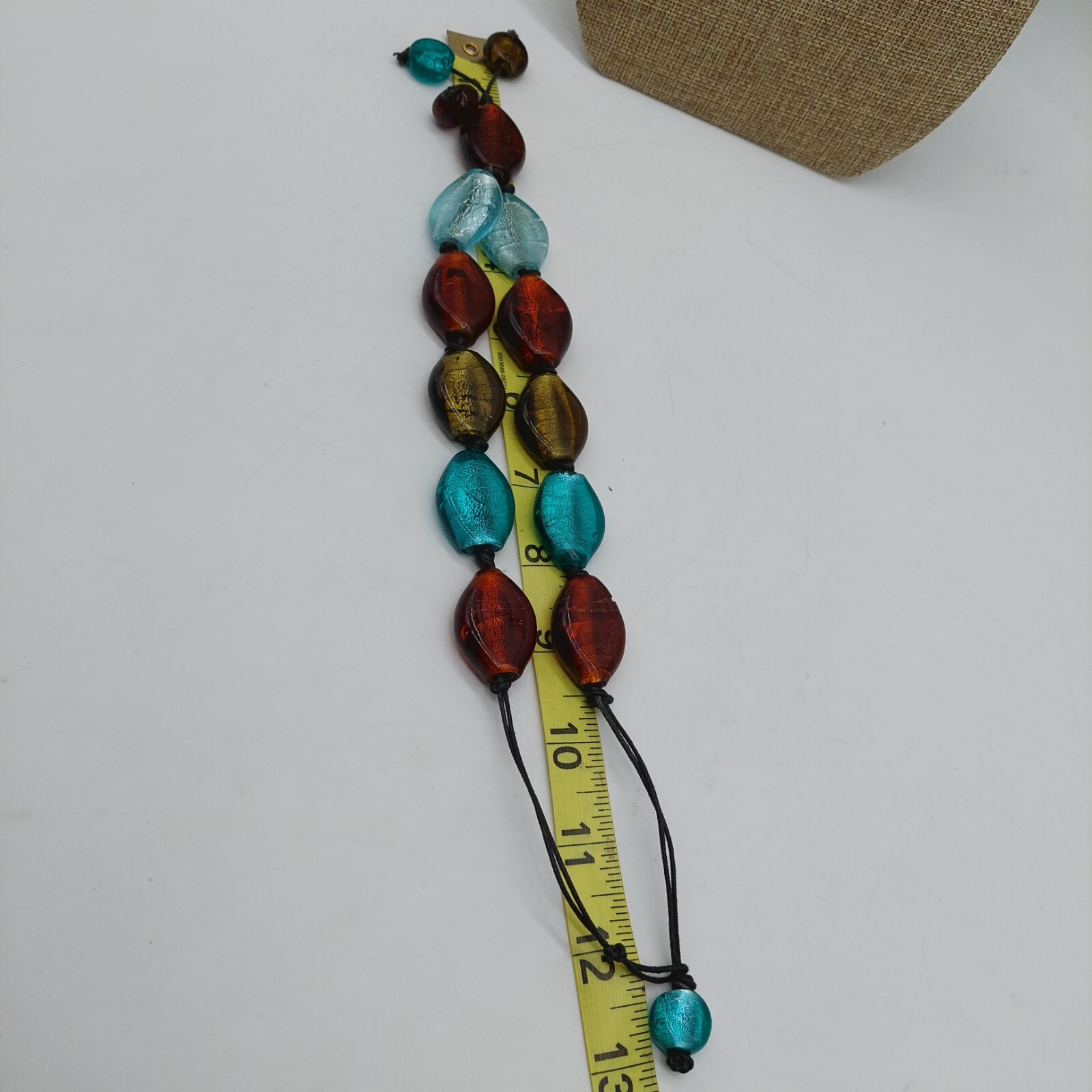 Multicolor Glass Bead Necklace Choker Blue Brown Green