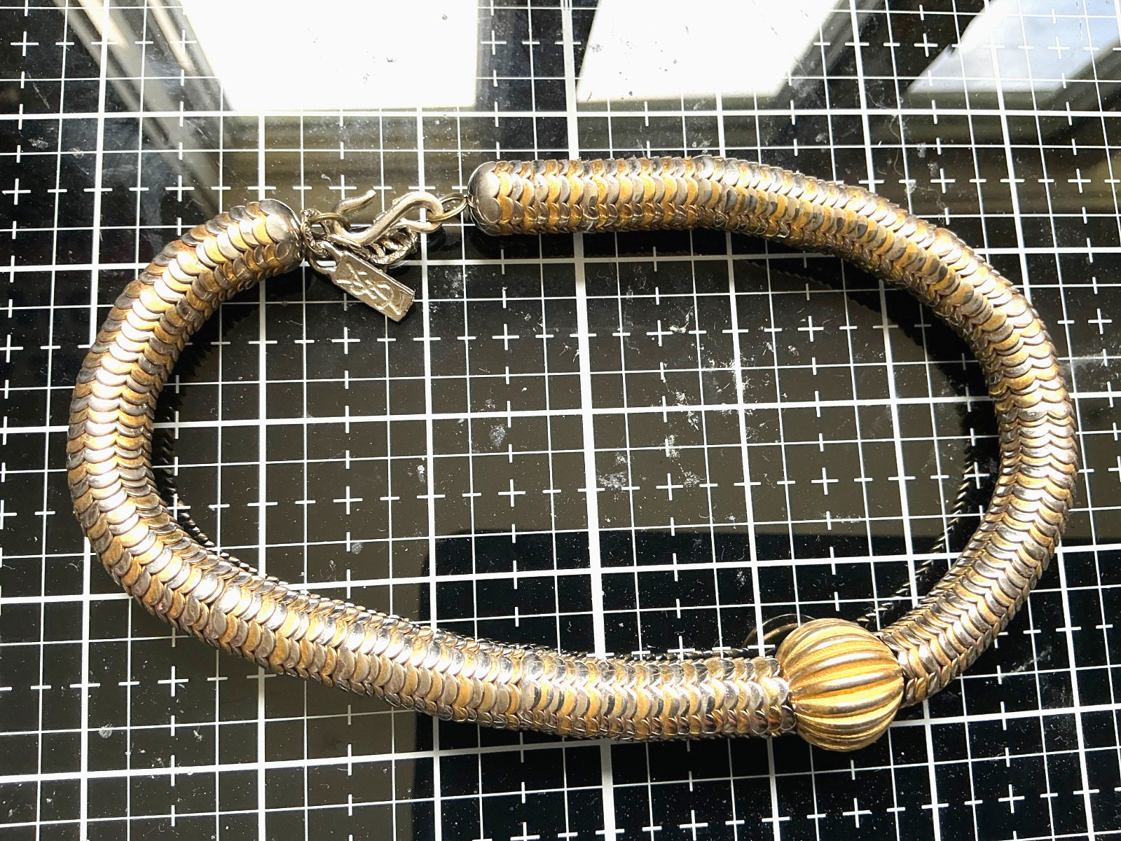 VTG YSL Snake Gold Choker Slinky Yves Saint Laurent Necklace 15” 90s 80s