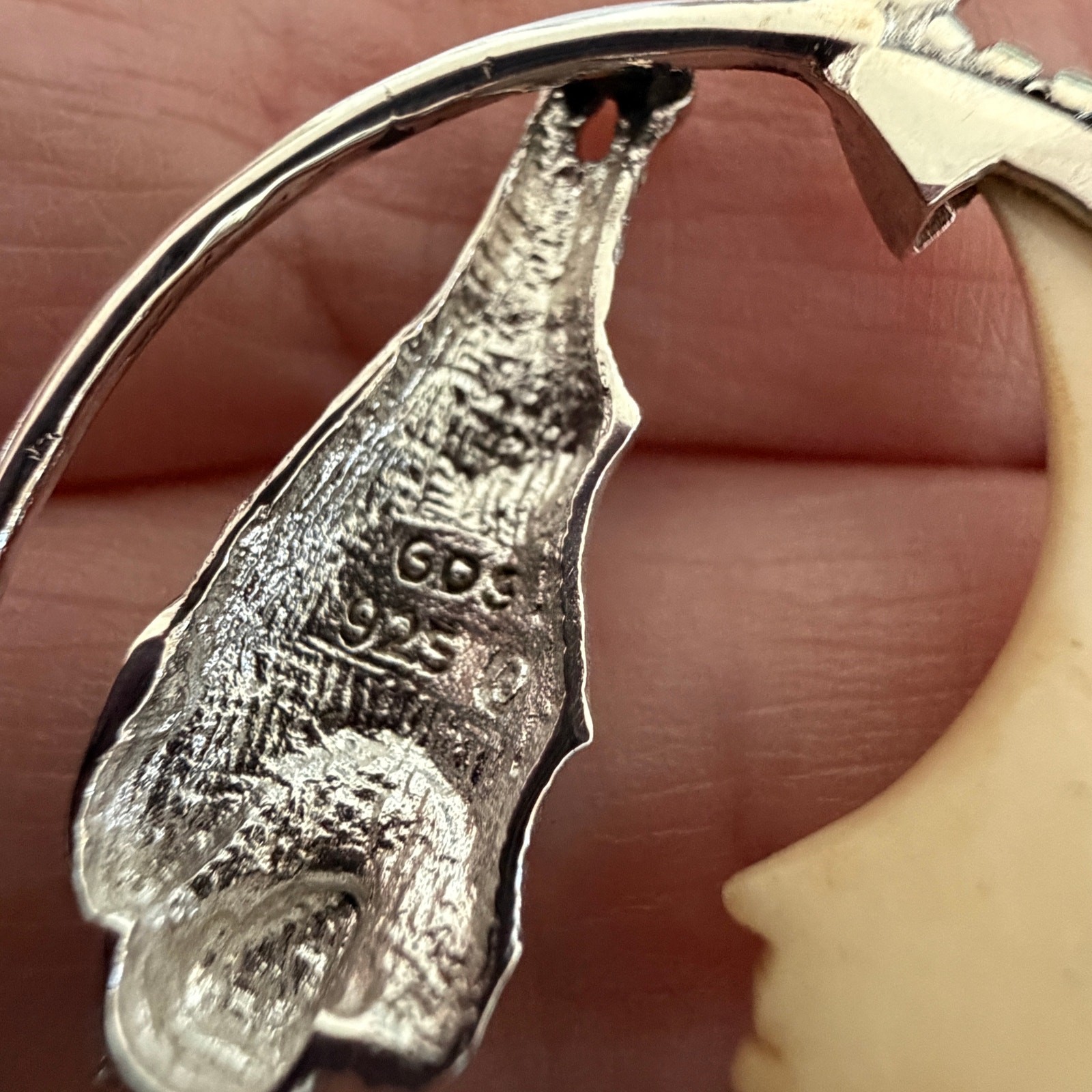 Sterling Silver Bat Moon Pendant Carved Tea Bone Gothic