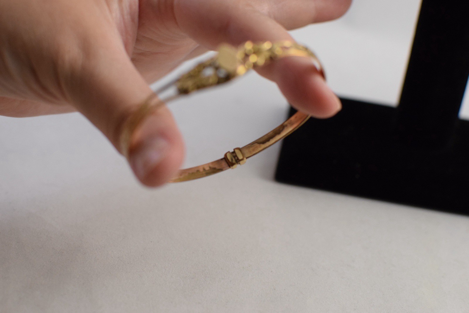 Antique Victorian Rolled Gold Floral Expandable Bangle Bracelet Read