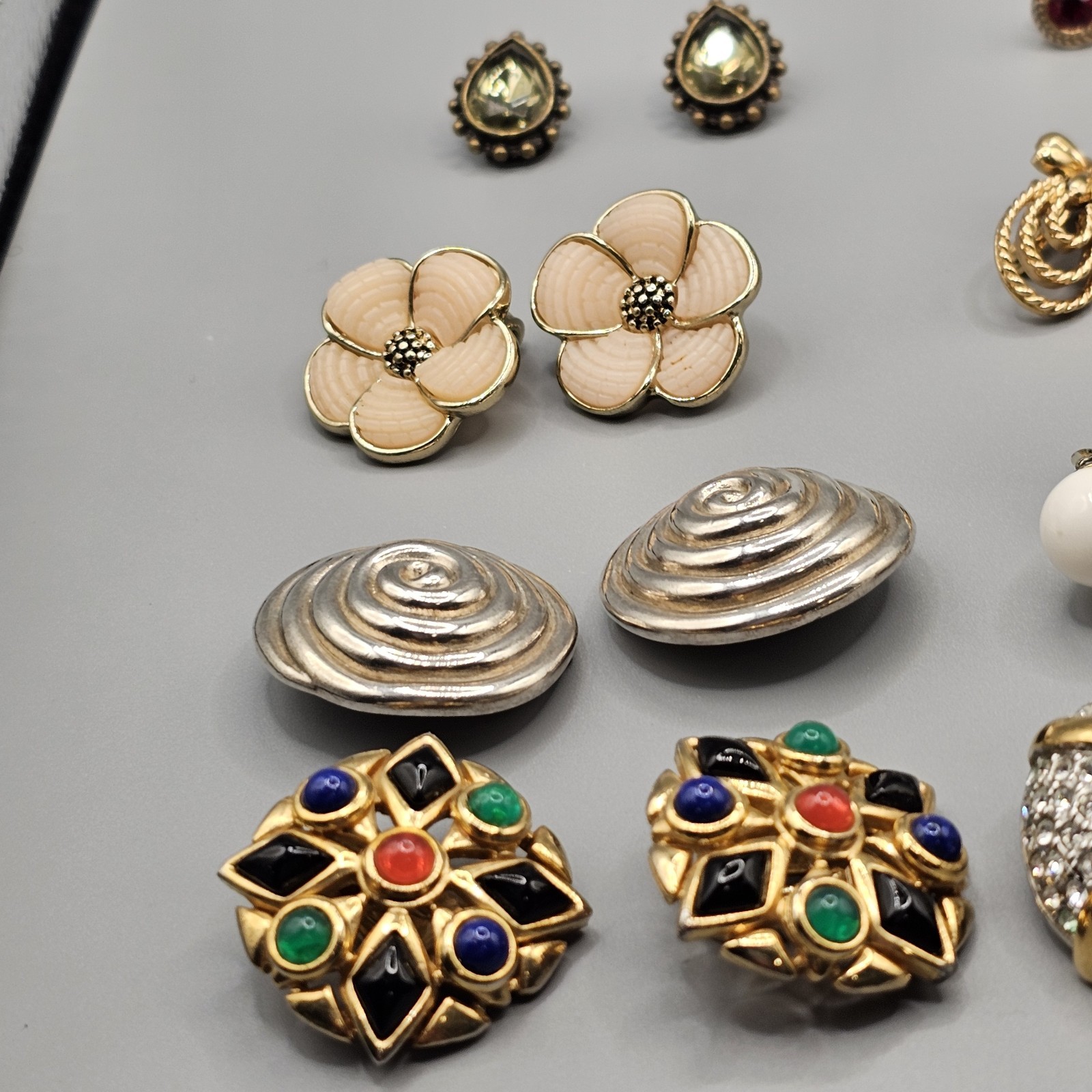Vintage Designer Clip On Earring Lot 13 Monet Carolee Craft Signed More
