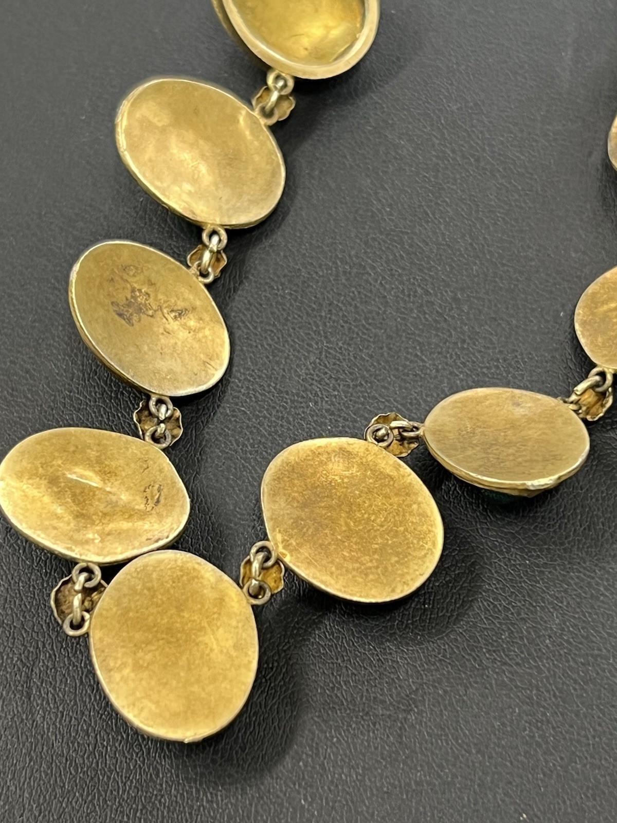 VICTORIAN EGYPTIAN REVIVAL SCARAB BEETLE NECKLACE – GILDED SILVER – 22″ L