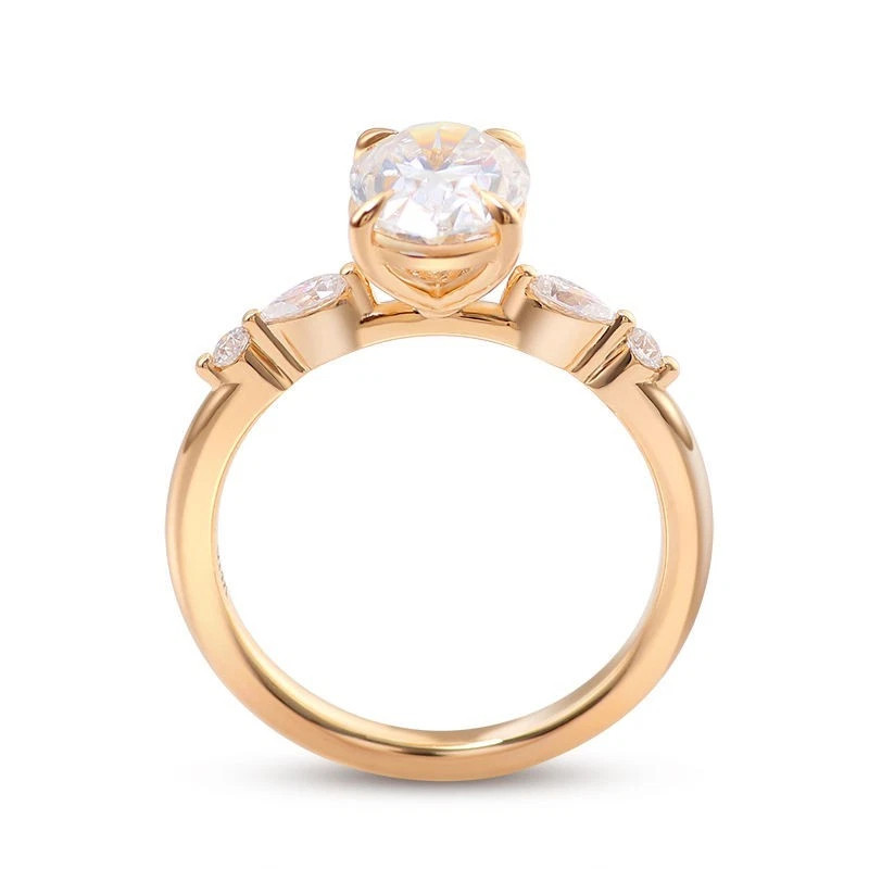 2.10TCW Multi Stone White Moissanite & 10K Yellow Gold FN Anniversary Women Ring