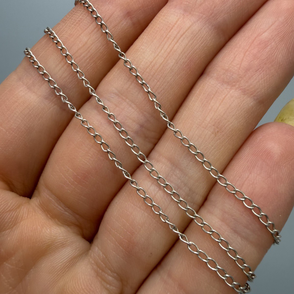 Vintage 925 Sterling Silver Curb Chain Necklace 44cm Unisex Italy Jewelry
