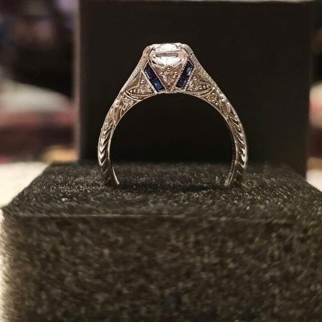Vintage 1930s Edwardian 2.45 Ct Round Moissanite Engagement Iconic Retro Ring