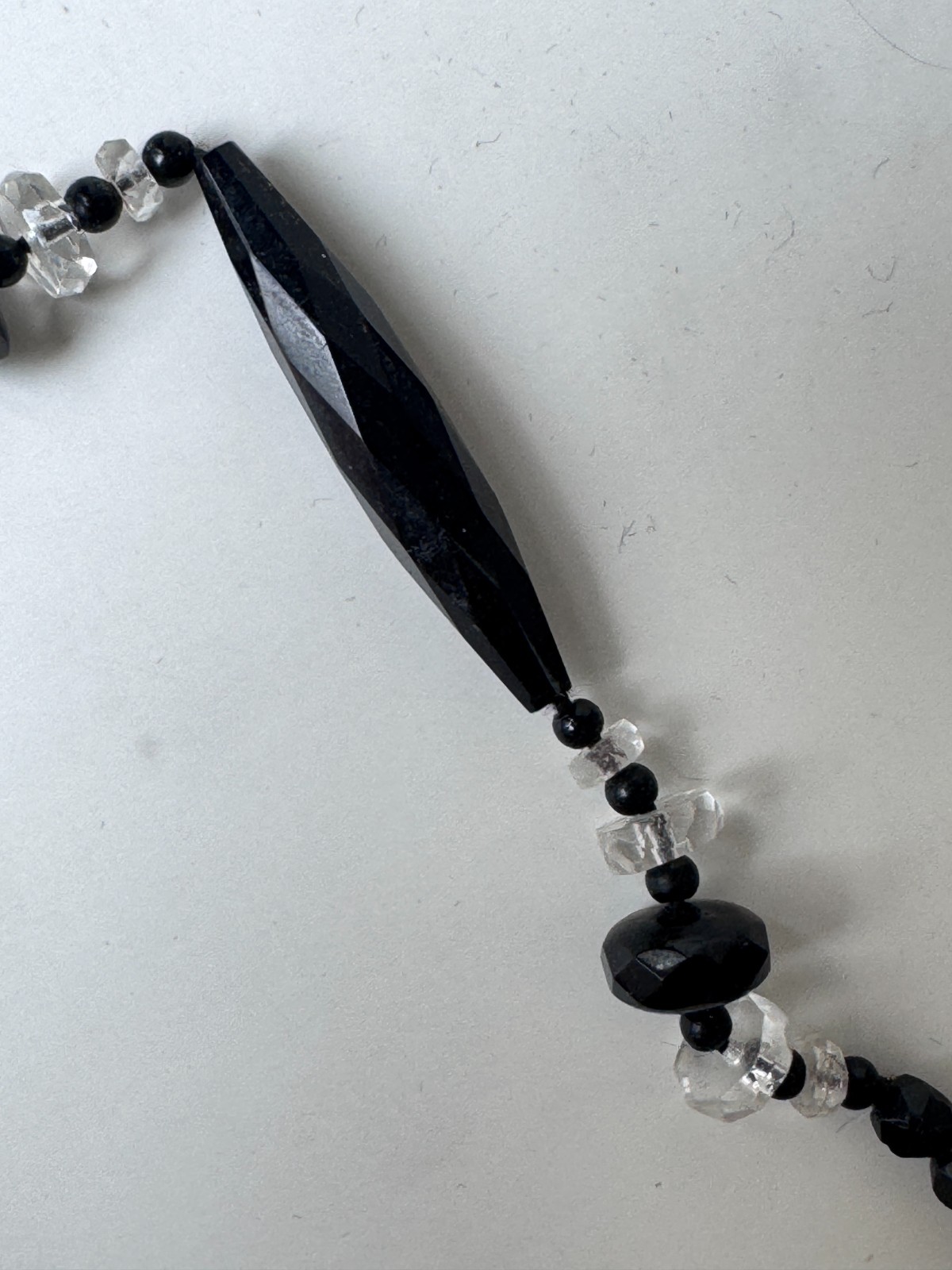 Antique Victorian Black Jet Mourning Fancy Bead ROPE Necklace, Repair NEEDED