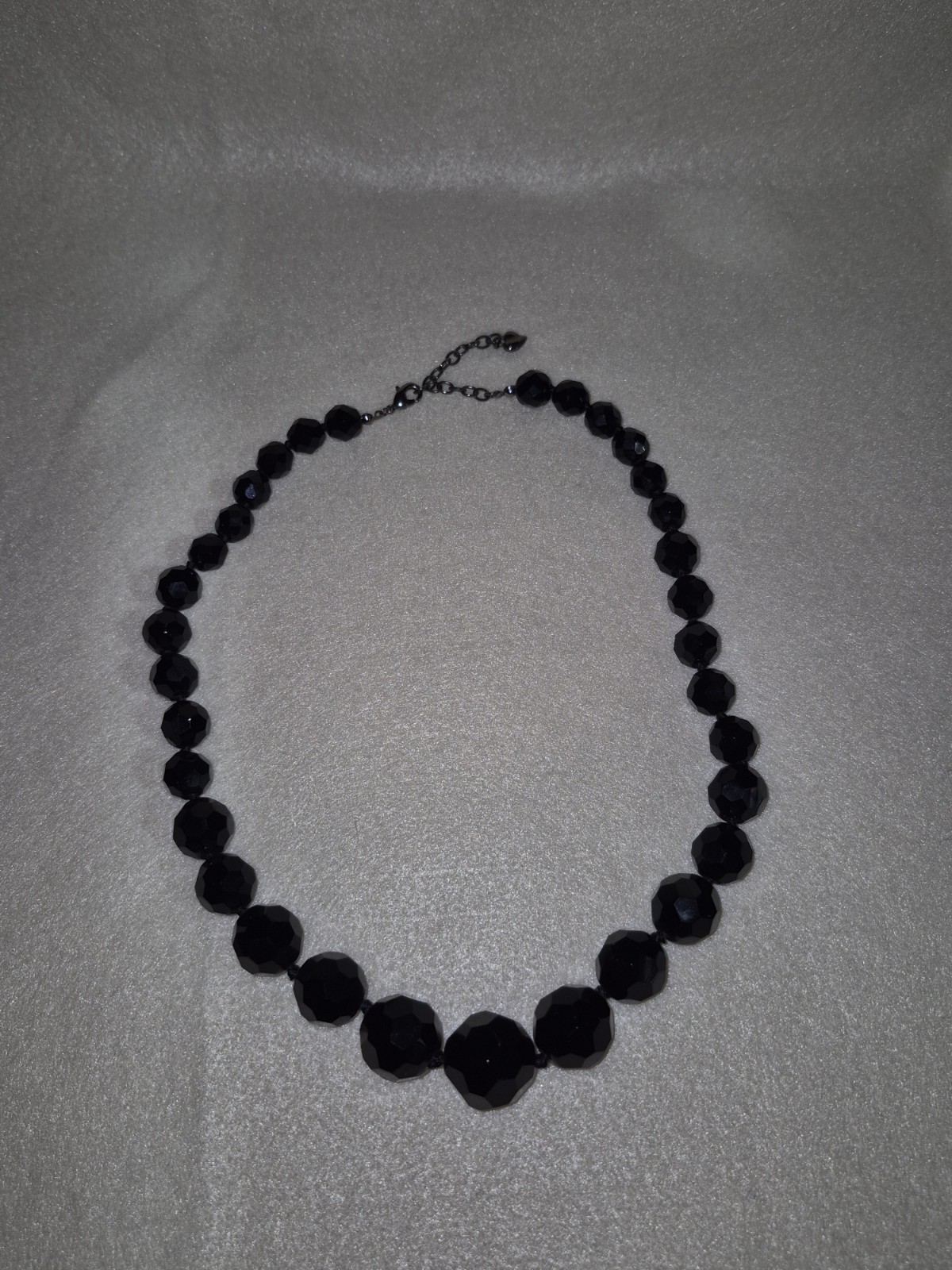 Carolee graduated glass bead jet black crystals knotted design Necklace