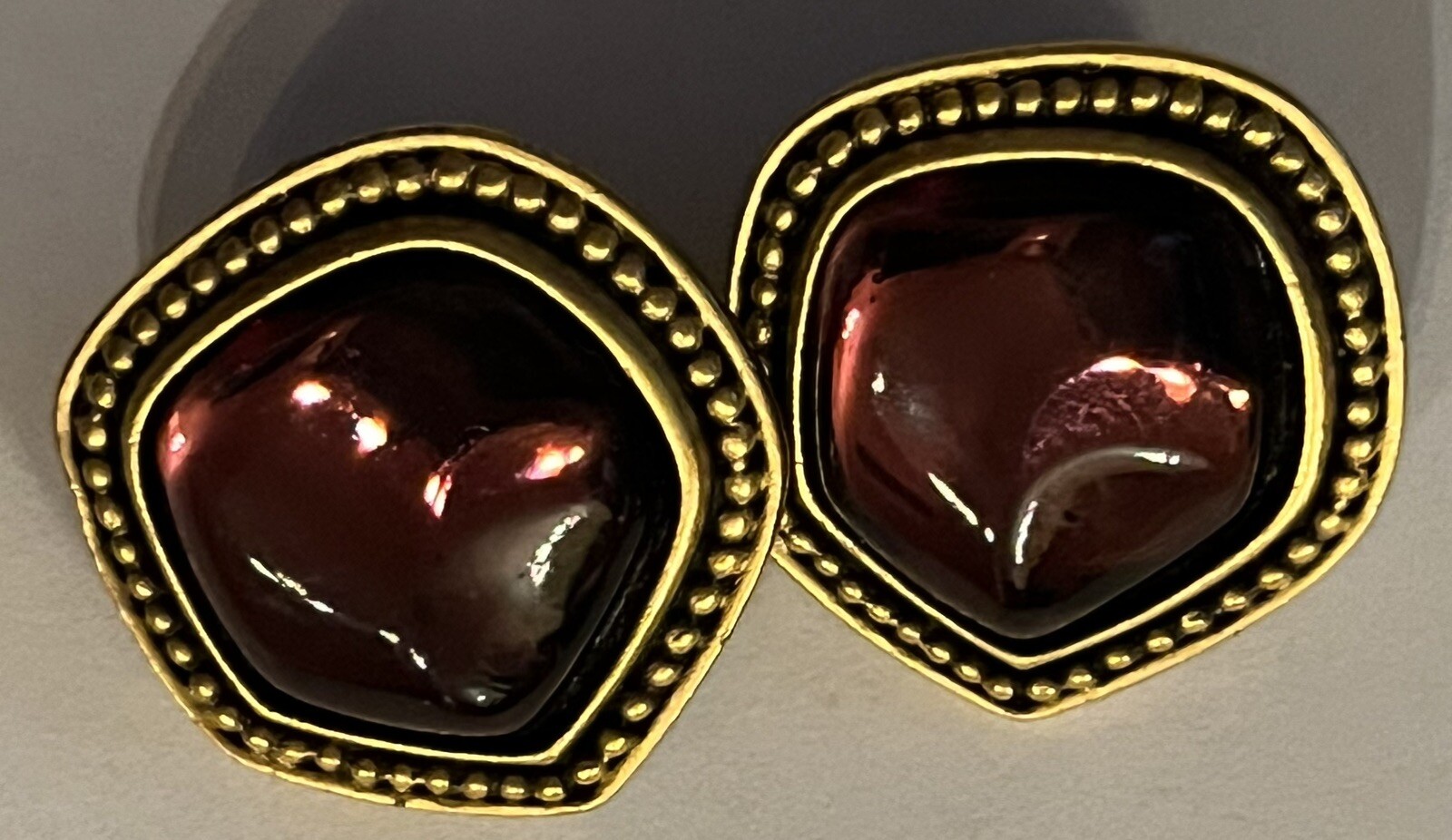 Vintage Yves Saint Laurent Metal & Resin Clip-On Earrings YSL Designer Authentic