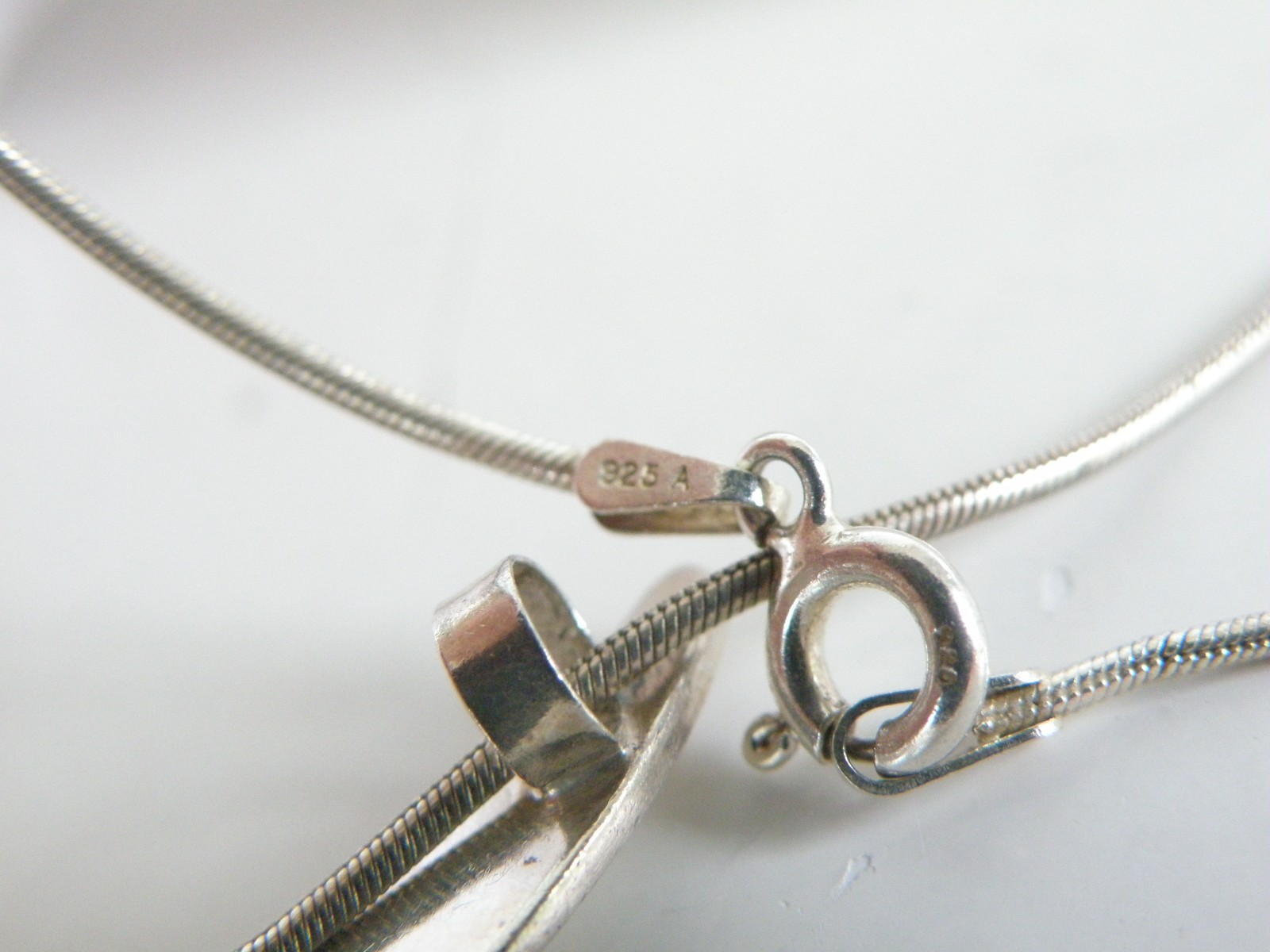 Vintage Sterling Silver 925 Artisan Modernist Rhodochrosite Slide Necklace