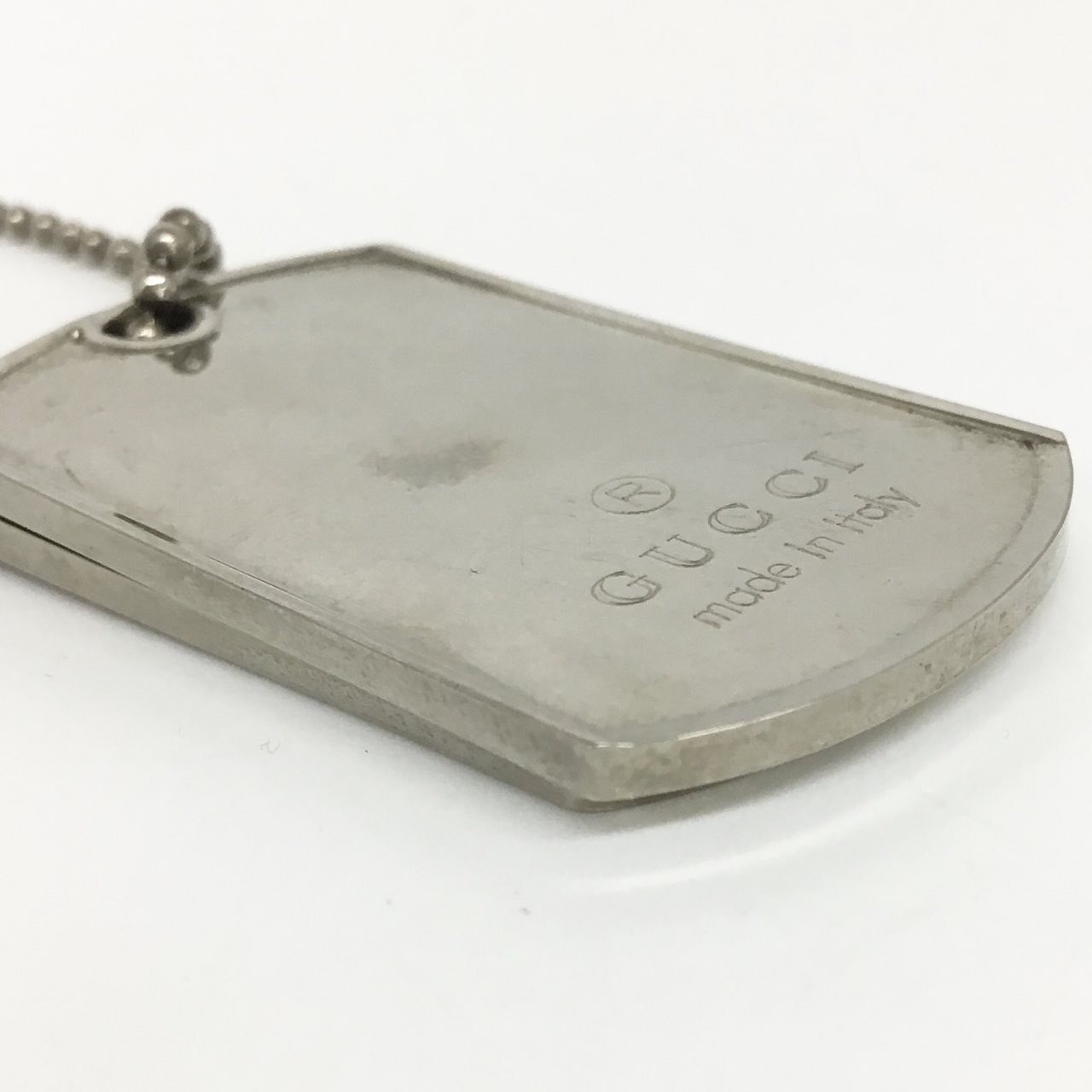 Auth GUCCI Excellent Condition Dog Tag Necklace Silver 925 Italy FS