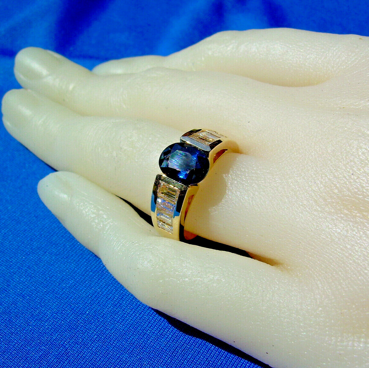 Original EARTH MINED SAPPHIRE DIAMOND Engagement Ring Deco Style SOLID 18K GOLD