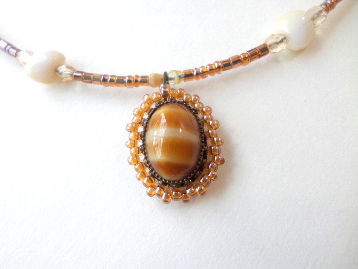 Memory Wire Choker, Brown Seed Bead Necklace, Fairycore Jewelry