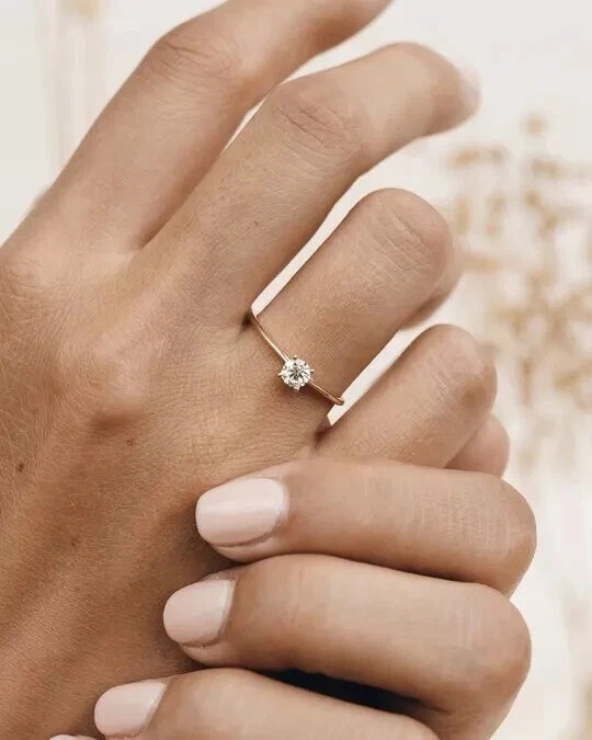 1Ct Round Cut Lab Created Diamond Solitaire 14K Yellow Gold Finish Wedding Ring