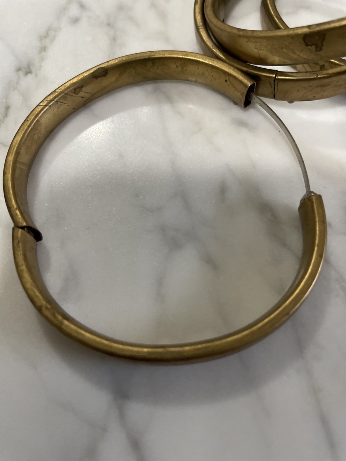 Vintage Natural Aged Patina Solid 9 Mm Brass Smooth Minimalist Bangle Bracelet