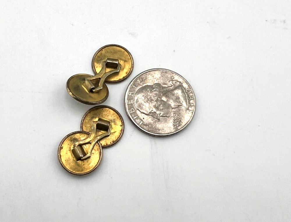 Vintage Masonic cufflinks Compass & Square gold filled & brass some wear