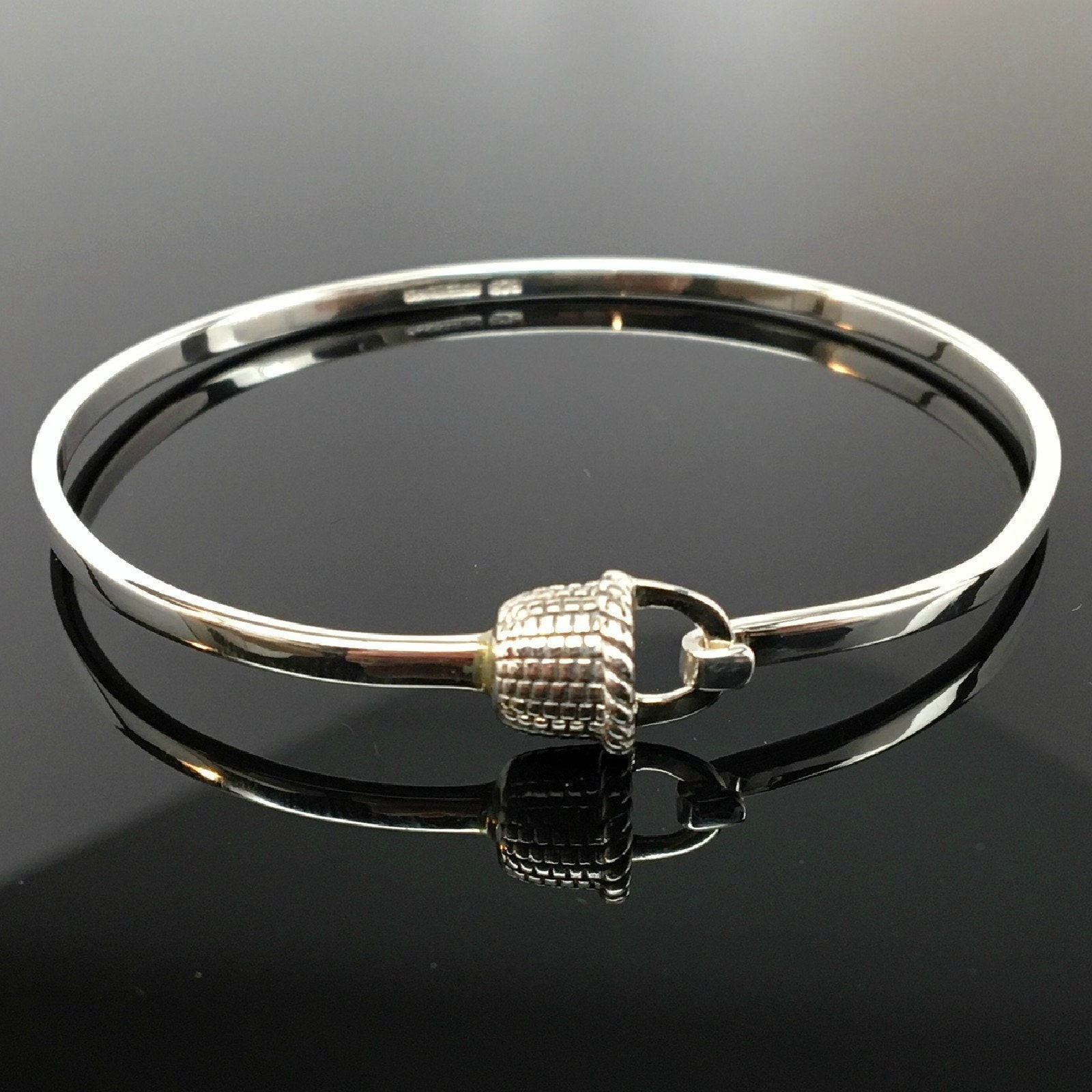 Sterling Silver or Gold Vermeil NANTUCKET BASKET Bracelet BANGLE Gift for Her