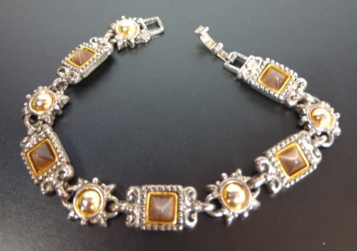 Vintage Premier Designs Bronze Boho Jewelry Bracelet 8″ Long Marked Crown