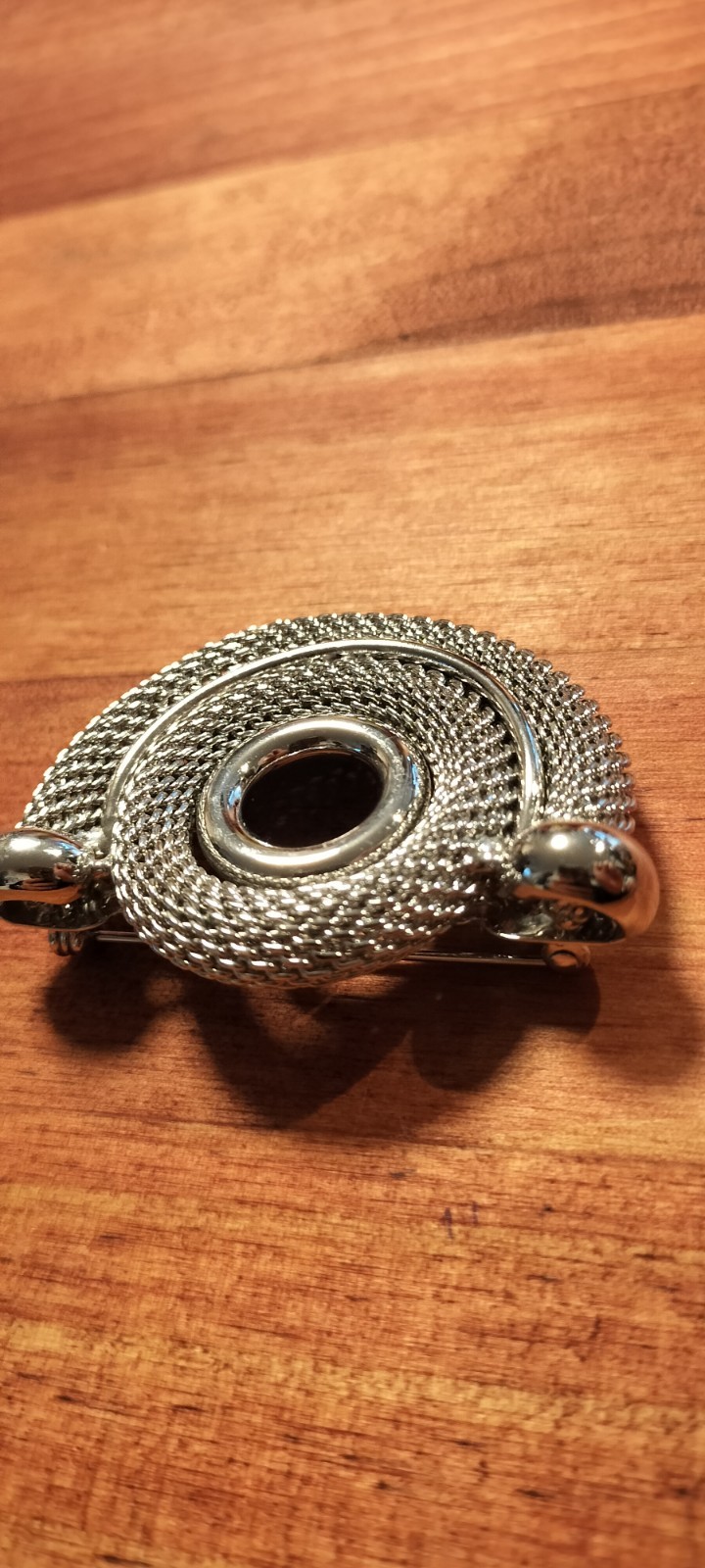Vintage Silver Tone Mesh Circle Brooch Round Geometric Fashion Pin Jewelry