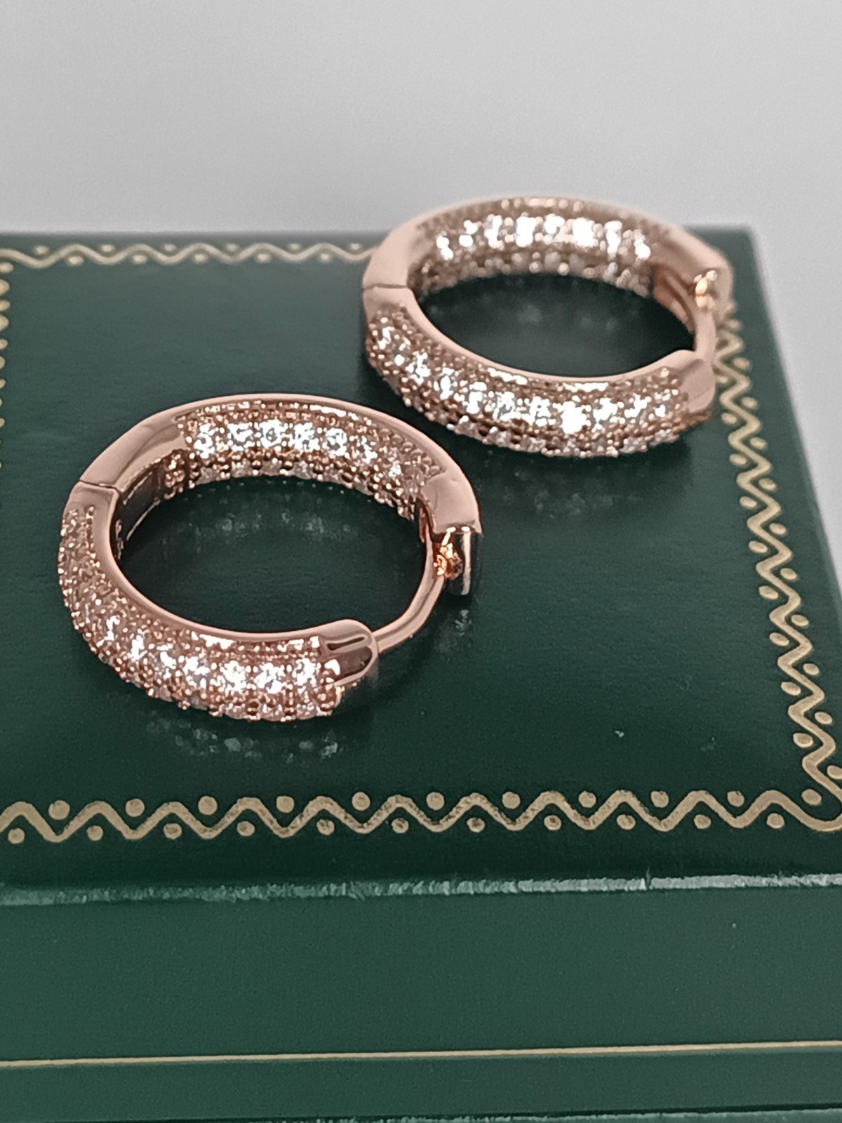 Vintage 1990-s 14 Ct Rolled Gold Large Solid Zircons Earrings-Hallmarked 585 RG