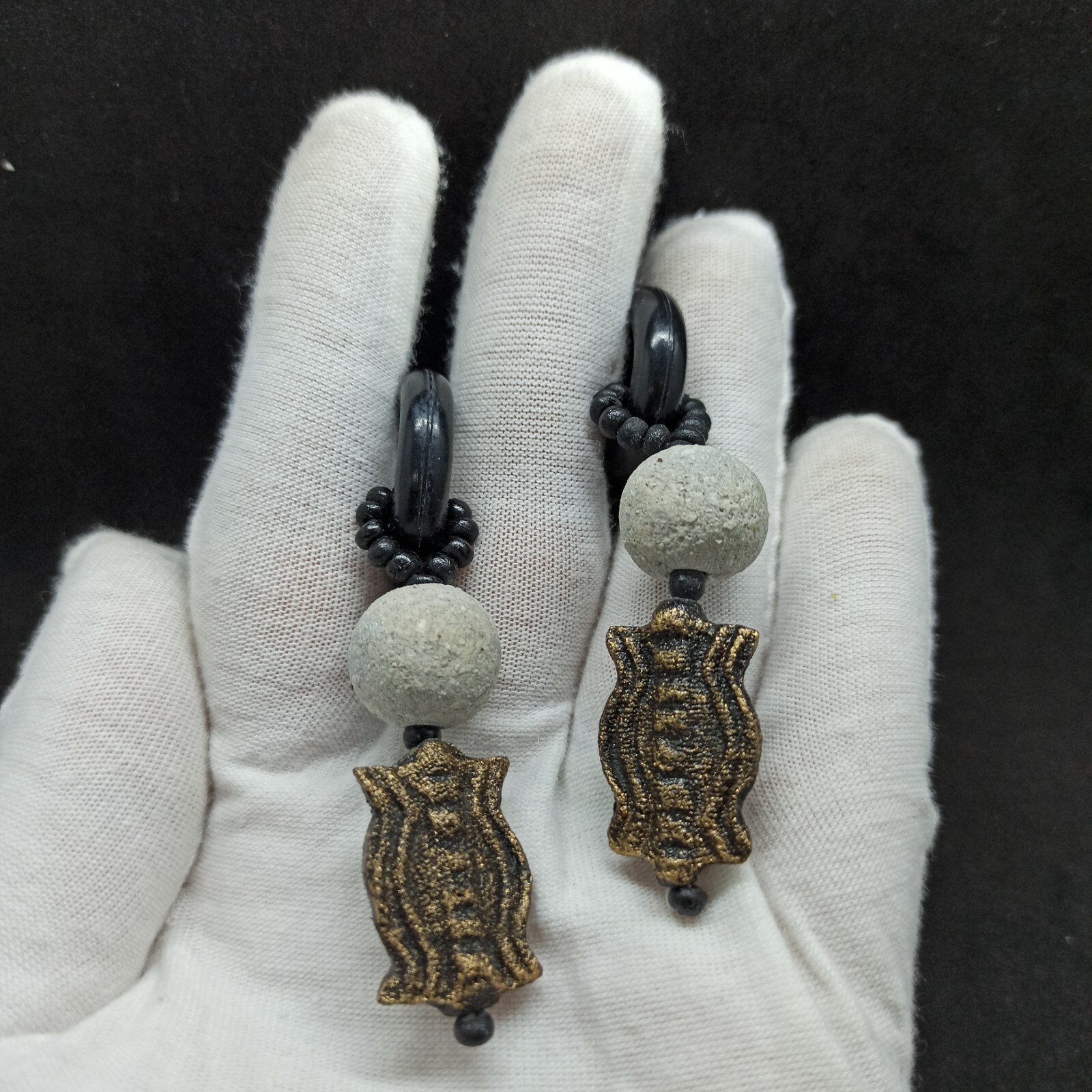 Authentic Vintage Bohemian Earrings Long US No Holes Clip Hoop Hippie Lightweigh