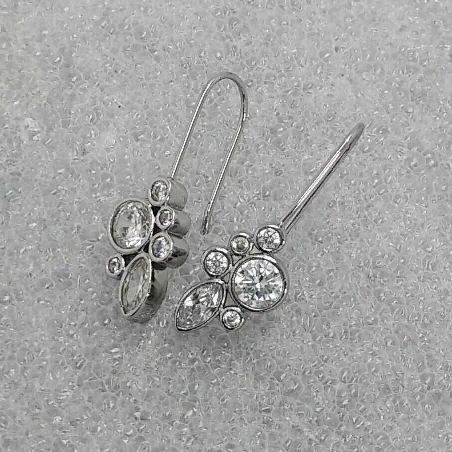 Art Deco Round Lab Created Diamond Office Wear Earring In 14K White Gold Finish
