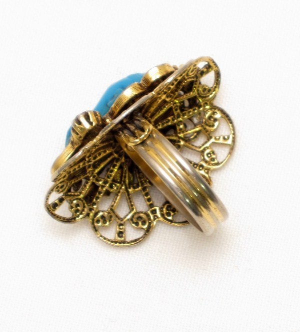 VINTAGE Selro Unsigned African Rare Blue Face Ring