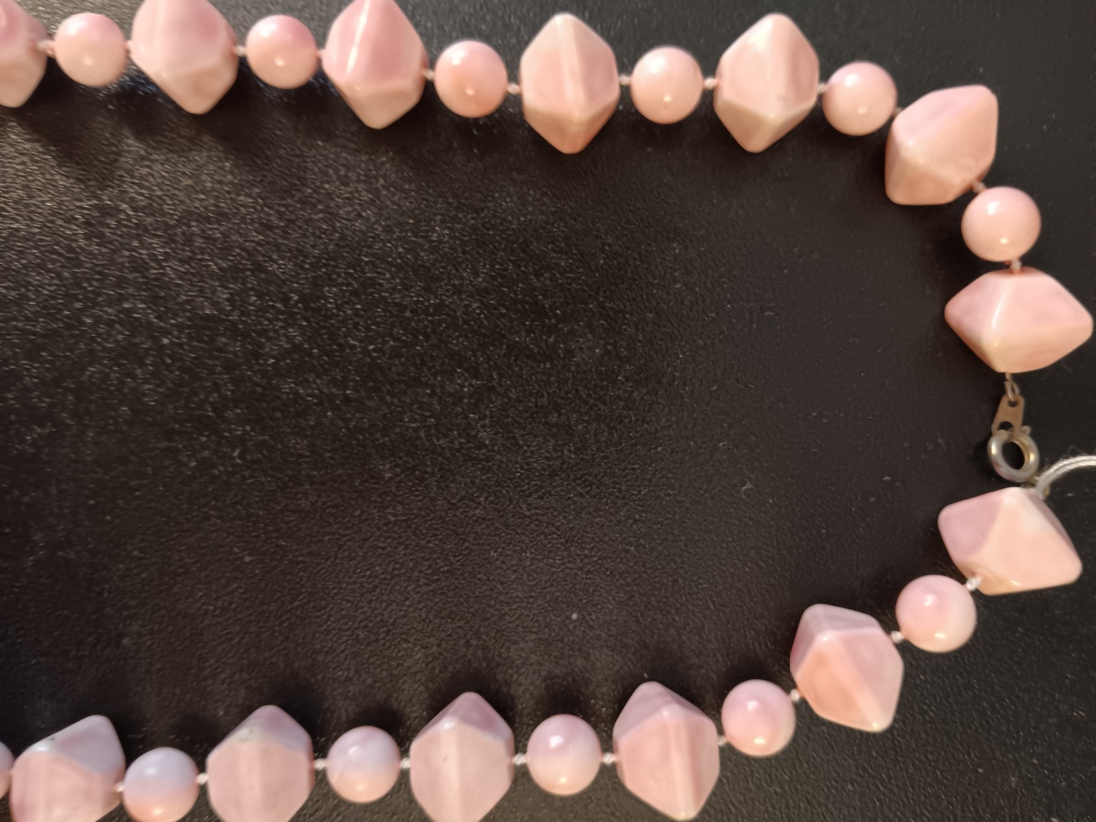 Vintage Opaque Pink (Graduated tones) Faceted & Round Plastic Bead Necklace