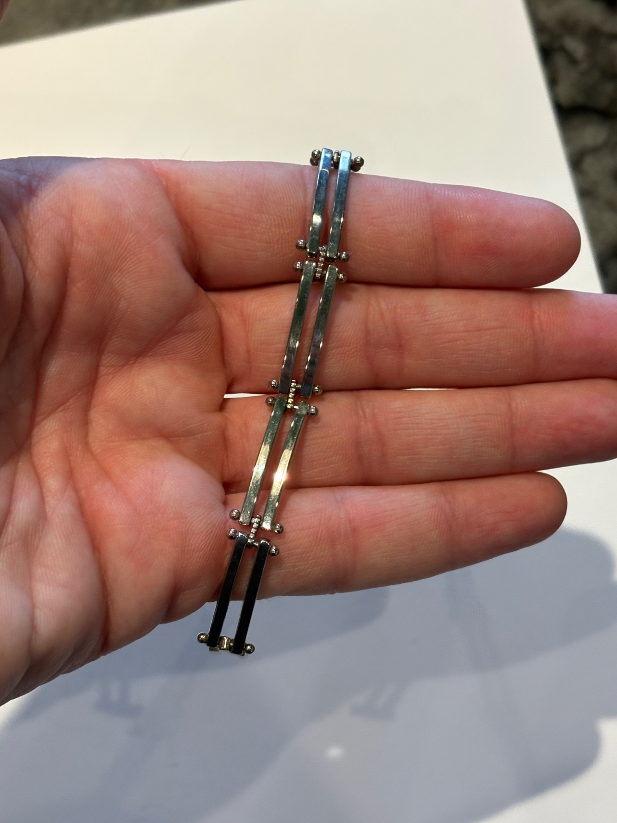 Vintage MCM Sterling Silver Double Bar Link Bracelet – 13.8 Grams