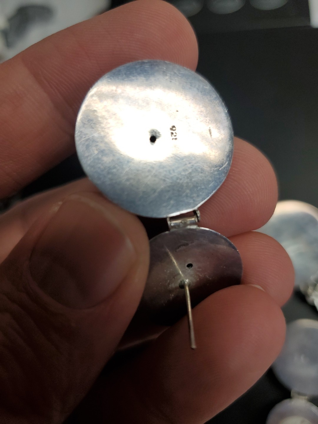 30g Two Pair Of Circular Vintage .925 Sterling Silver Earrings+