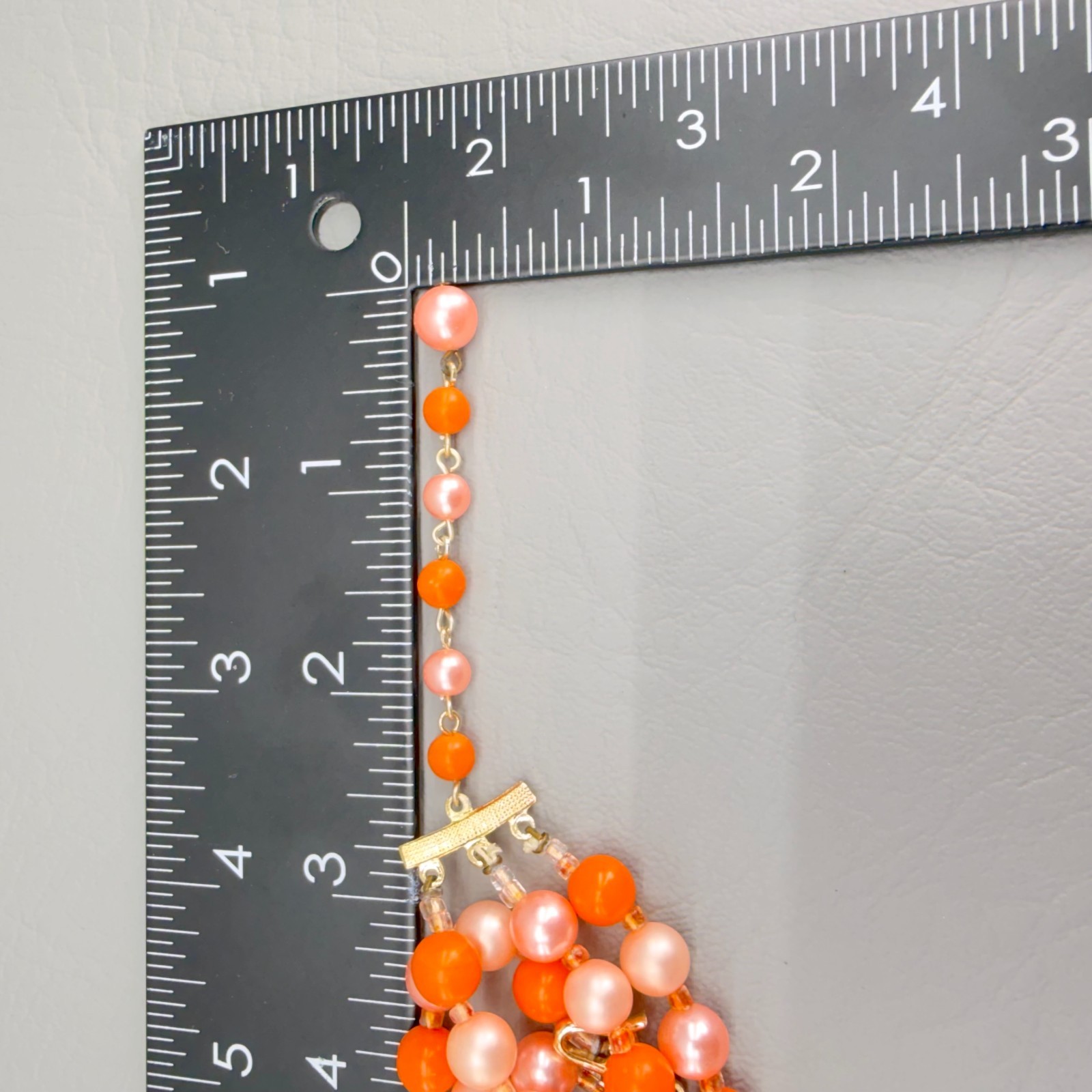 Vintage Beaded Necklace Pink Orange Glass Plastic Bubblegum 13-15″